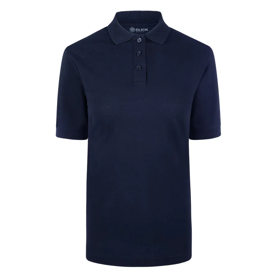 BEESWIFT CLICK WORKWEAR WOMEN'S SHORT SLEEVE POLO SHIRT — Navy Blue